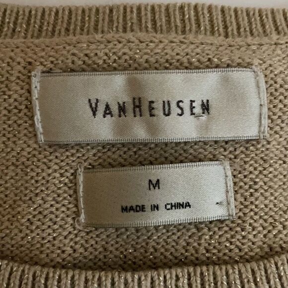 VAN Heusen Vintage Crochet Front 3/4 Sleeve Sweater Size Medium - Picture 5 of 7